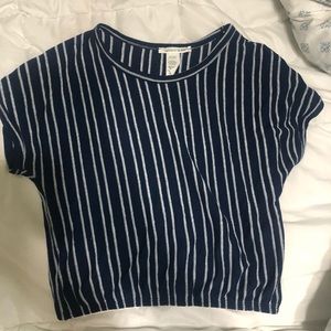 Blue and White Striped Crop Top